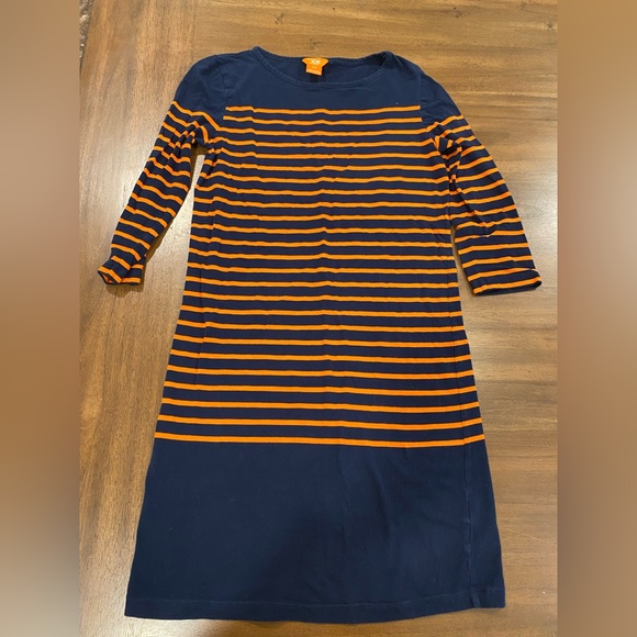 Joe’s Fresh Orange and Navy Striped 3/4 Sleeve Dress Size: S - Picture 2 of 9